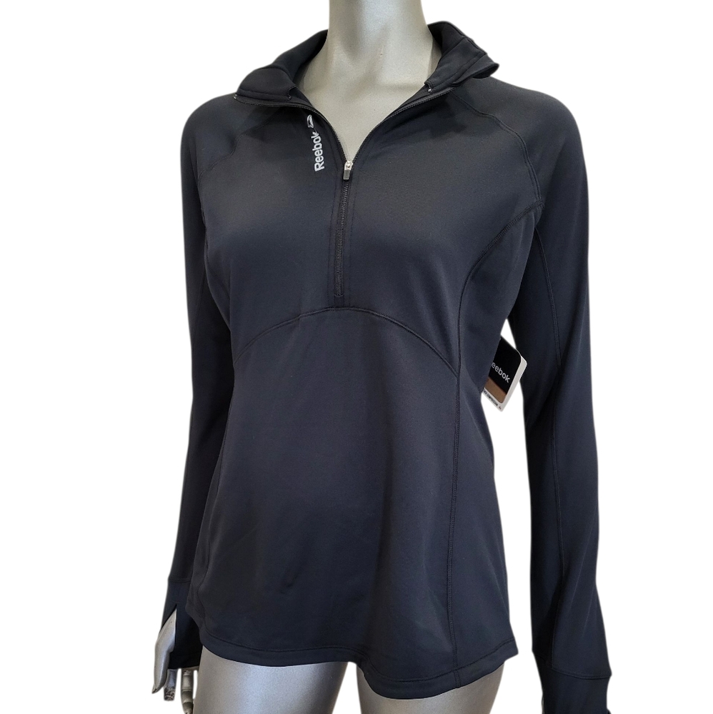 B14. NWT Reebok Speedwick Women's Charcoal Quarter-Zip Warm Up Jacket  Size LG